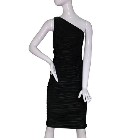 Fashion Nova NWT My Man and Me Ruched Mini Dress One Shoulders Black Size M - Picture 2 of 15